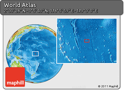 Physical Location Map of the Area around 2° 48' 4" N, 178° 34' 29" E