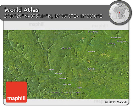 Satellite 3D Map of the Area around 2° 48' 4" N, 17° 4' 30" E