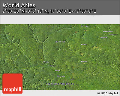 Satellite 3D Map of the Area around 2° 48' 4" N, 17° 4' 30" E
