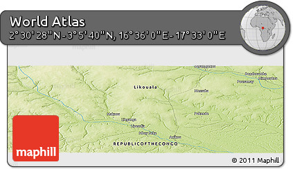 Physical Panoramic Map of the Area around 2° 48' 4" N, 17° 4' 30" E