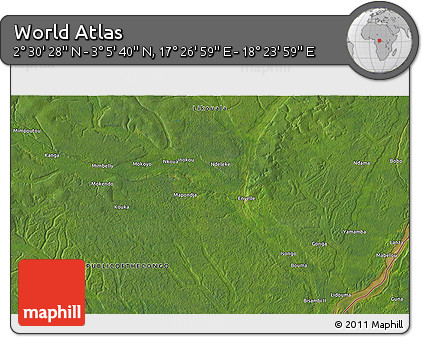Satellite 3D Map of the Area around 2° 48' 4" N, 17° 55' 29" E