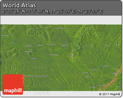 Satellite 3D Map of the Area around 2° 48' 4" N, 17° 55' 29" E