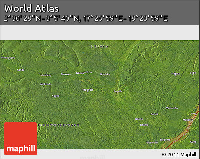 Satellite 3D Map of the Area around 2° 48' 4" N, 17° 55' 29" E