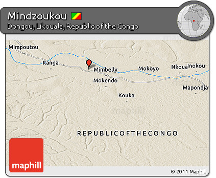 Shaded Relief Panoramic Map of Mindzoukou