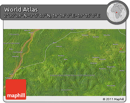 Satellite 3D Map of the Area around 2° 48' 4" N, 18° 46' 29" E