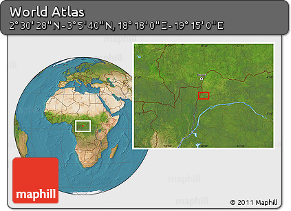 Satellite Location Map of the Area around 2° 48' 4" N, 18° 46' 29" E