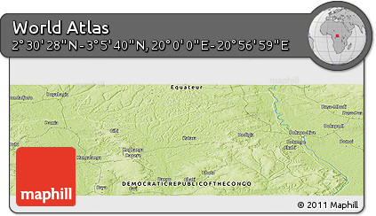Physical Panoramic Map of the Area around 2° 48' 4" N, 20° 28' 30" E