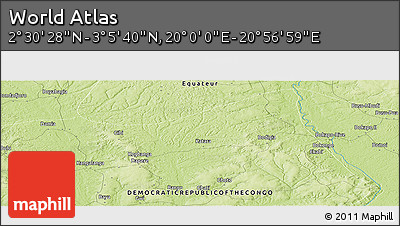 Physical Panoramic Map of the Area around 2° 48' 4" N, 20° 28' 30" E