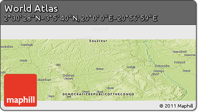 Physical Panoramic Map of the Area around 2° 48' 4" N, 20° 28' 30" E