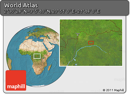 Satellite Location Map of the Area around 2° 48' 4" N, 21° 19' 30" E