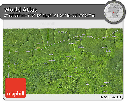 Satellite 3D Map of the Area around 2° 48' 4" N, 22° 10' 29" E