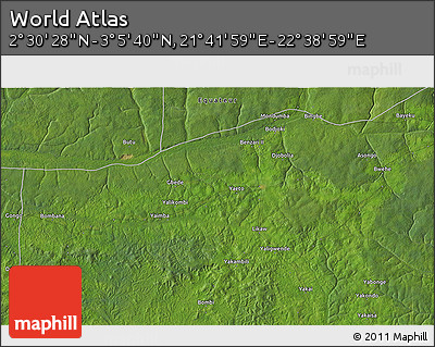 Satellite 3D Map of the Area around 2° 48' 4" N, 22° 10' 29" E