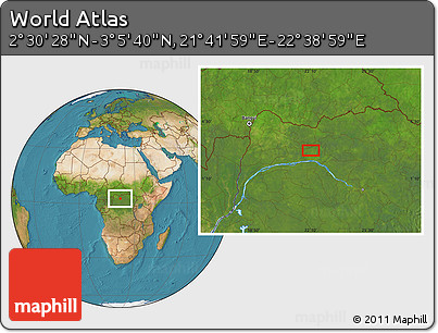 Satellite Location Map of the Area around 2° 48' 4" N, 22° 10' 29" E