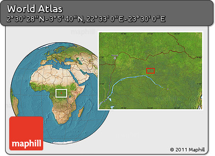 Satellite Location Map of the Area around 2° 48' 4" N, 23° 1' 29" E