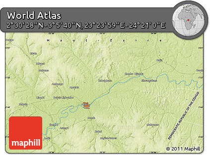 Physical Map of the Area around 2° 48' 4" N, 23° 52' 30" E