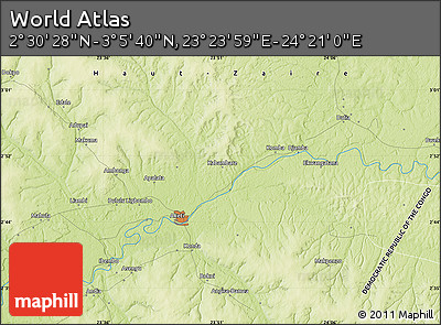 Physical Map of the Area around 2° 48' 4" N, 23° 52' 30" E