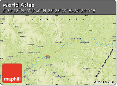 Physical Map of the Area around 2° 48' 4" N, 23° 52' 30" E