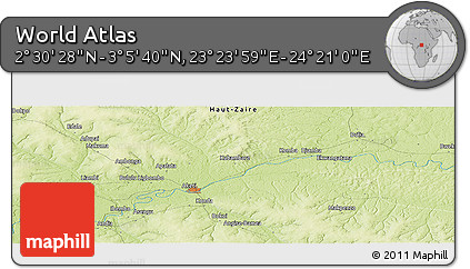 Physical Panoramic Map of the Area around 2° 48' 4" N, 23° 52' 30" E