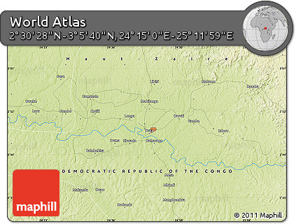 Physical Map of the Area around 2° 48' 4" N, 24° 43' 30" E