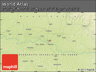 Physical Map of the Area around 2° 48' 4" N, 24° 43' 30" E