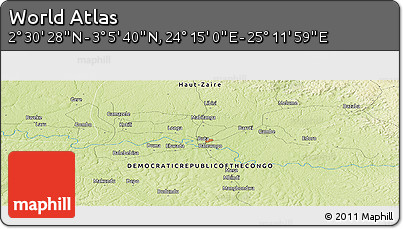 Physical Panoramic Map of the Area around 2° 48' 4" N, 24° 43' 30" E