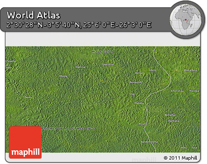 Satellite 3D Map of the Area around 2° 48' 4" N, 25° 34' 30" E
