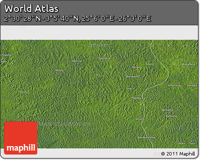 Satellite 3D Map of the Area around 2° 48' 4" N, 25° 34' 30" E