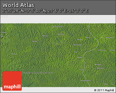 Satellite 3D Map of the Area around 2° 48' 4" N, 25° 34' 30" E