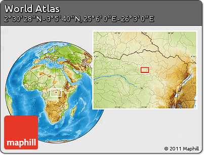 Physical Location Map of the Area around 2° 48' 4" N, 25° 34' 30" E