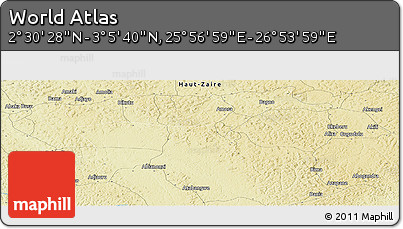 Physical Panoramic Map of the Area around 2° 48' 4" N, 26° 25' 29" E