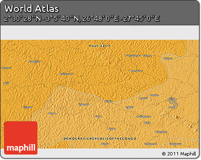 Political 3D Map of the Area around 2° 48' 4" N, 27° 16' 29" E