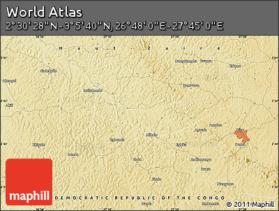 Physical Map of the Area around 2° 48' 4" N, 27° 16' 29" E