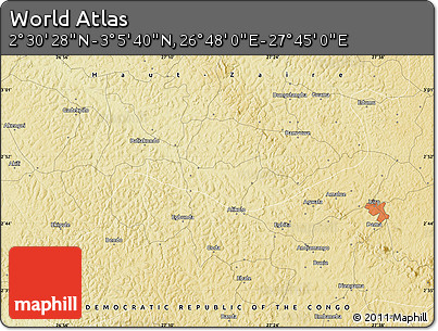 Physical Map of the Area around 2° 48' 4" N, 27° 16' 29" E