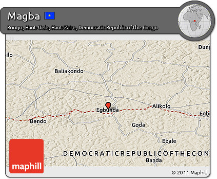 Shaded Relief Panoramic Map of Magba