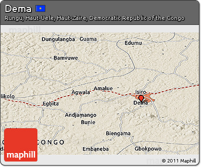 Shaded Relief Panoramic Map of Dema