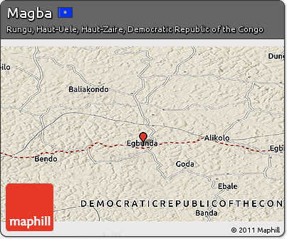 Shaded Relief Panoramic Map of Magba