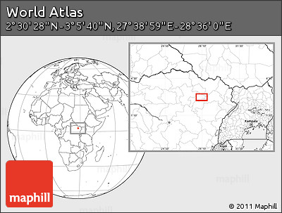 Blank Location Map of the Area around 2° 48' 4" N, 28° 7' 30" E