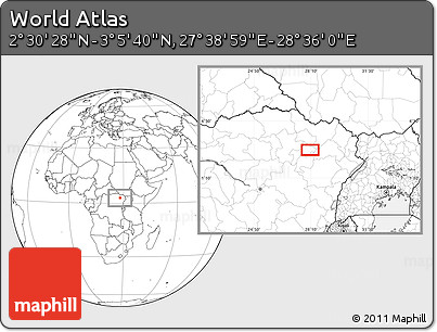 Blank Location Map of the Area around 2° 48' 4" N, 28° 7' 30" E