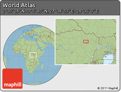 Savanna Style Location Map of the Area around 2° 48' 4" N, 28° 7' 30" E