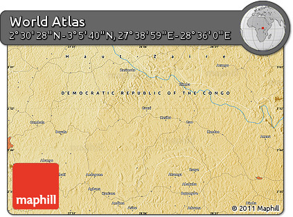 Physical Map of the Area around 2° 48' 4" N, 28° 7' 30" E