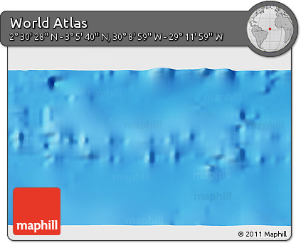 Physical 3D Map of the Area around 2° 48' 4" N, 29° 40' 29" W