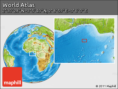 Physical Location Map of the Area around 2° 48' 4" N, 2° 37' 30" E