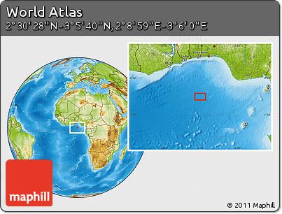 Physical Location Map of the Area around 2° 48' 4" N, 2° 37' 30" E