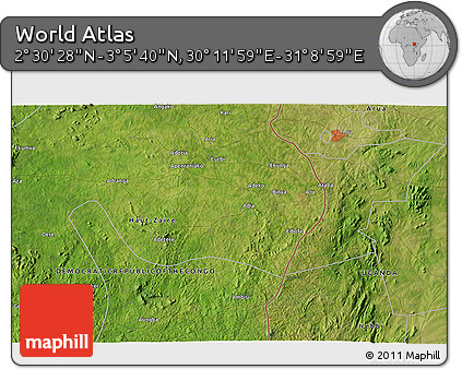 Satellite 3D Map of the Area around 2° 48' 4" N, 30° 40' 29" E
