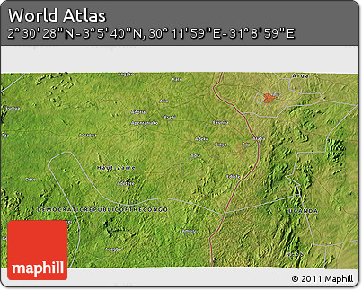Satellite 3D Map of the Area around 2° 48' 4" N, 30° 40' 29" E
