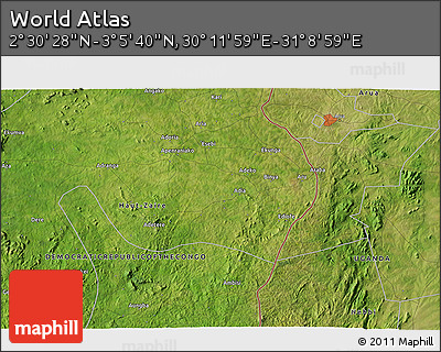 Satellite 3D Map of the Area around 2° 48' 4" N, 30° 40' 29" E