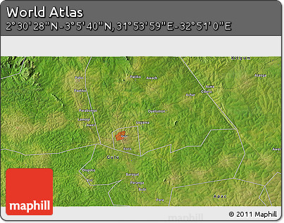 Satellite 3D Map of the Area around 2° 48' 4" N, 32° 22' 30" E