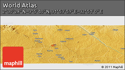 Physical Panoramic Map of the Area around 2° 48' 4" N, 32° 22' 30" E
