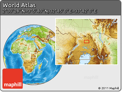 Physical Location Map of the Area around 2° 48' 4" N, 33° 13' 30" E