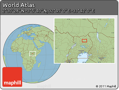 Savanna Style Location Map of the Area around 2° 48' 4" N, 33° 13' 30" E